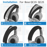 Geekria Flex Fabric Headband Cover Compatible with Bose QuietComfort 35 Series 2 Gaming, QC35II, QC25 Headphones, Head Cushion Pad Protector, Replacement Repair Part, Easy DIY Installation (Black)