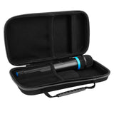 Geekria for Creators Microphone Case, Hard Shell Dual Mic Carrying Case, Travel Protective Bag with Cable Storage Compatible with TONOR TW-820, TW630, TW620, Shure BLX2/PG58, Moukey MWm-5 (Black)