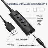 Geekria USB Headset with Mic and Mute Option, Wired Headphones for PC, Laptop, Tablet, Computer Headset with Noise Cancelling Microphone, All Day Comfort for Meetings, Call Center (Black)