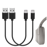 Geekria USB Headphones Short Charger Cable Compatible with Sony WH-1000XM5 WH-1000XM4 WH-ULT900N WH-XB920N WH-H910N INZONE H5 Charger, USB to USB-C Replacement Power Charging Cord (1ft/30cm 2Pack)
