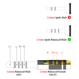 Geekria 4.4mm Male to 2.5mm Balanced Female Headphones Adapter for 2.5mm 4-Pole Cable Connected to Balanced 4.4mm Player Device, Aluminum Alloy Conversion Audio Plug, Gold Plated Adapter