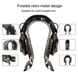 Geekria Vegan Leather Wooden Omega Headphone Stand for Over-Ear Headphones, Gaming Headset Stand, Desk Display Hanger Compatible with Sordin, Walker's, HyperX, SteelSeries (Camo)