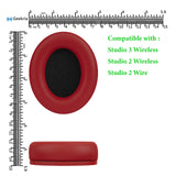 Geekria SNAP Magnetic Ear Pads for Beats Studio 3 Wireless, Studio 2 Wireless, Studio 2 Wire Magnetic Easy Switch Ear Cushions, Exchange Earpads in Seconds (Red Protein Leather, 1 Pair)