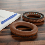 Geekria QuickFit Replacement Ear Pads for Bose QuietComfort QC2, QC15, AE2, AE2i, AE2w Headphones Ear Cushions, Headset Earpads, Ear Cups Cover Repair Parts (Brown)