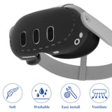 Geekria Silicone VR Headset Protective Shell Compatible with Meta Quest 3, Light & Durable Front Face Cover Accessories, Anti Slip Scratchproof Sleeve Comprehensive Protection for VR (Black)