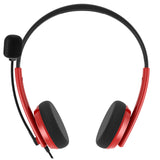 Geekria USB Headset with Mic, Mute Button Volume Control, Lightweight Wired Computer On-Ear Headphones with Boom Microphone and Detachable 3.5mm Plug for Call Center, Office, School (Red)