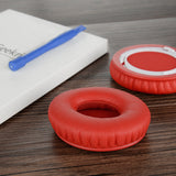 Geekria QuickFit Replacement Ear Pads for Beats SoloHD (810-00012-00) On-Ear Headphones Ear Cushions, Headset Earpads, Ear Cups Cover Repair Parts (Red)