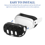 Geekria VR Headset Silicone Protective Shell Compatible with Meta Quest 3, Light & Durable Front Face Cover Accessories, 3D Three-Dimensional Design Anti Slip Scratchproof Sleeve (Black)
