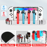 Geekria Charging Station Stand and Game Holder Compatible with Nintendo Switch & OLED Model Joy-Cons, Charger Stand Station with Cooling Fan Intended for Nintendo Switch Joy Con