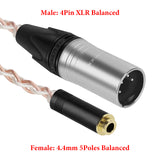 Geekria 4-Pin XLR Balanced Male to 4.4mm Balanced Female Headphones Audio Adapter Cable, OCC Copper Silver Plated Upgrade Audio Conversion Cord, Compatible with Amplifiers, Microphones (20cm/8'')