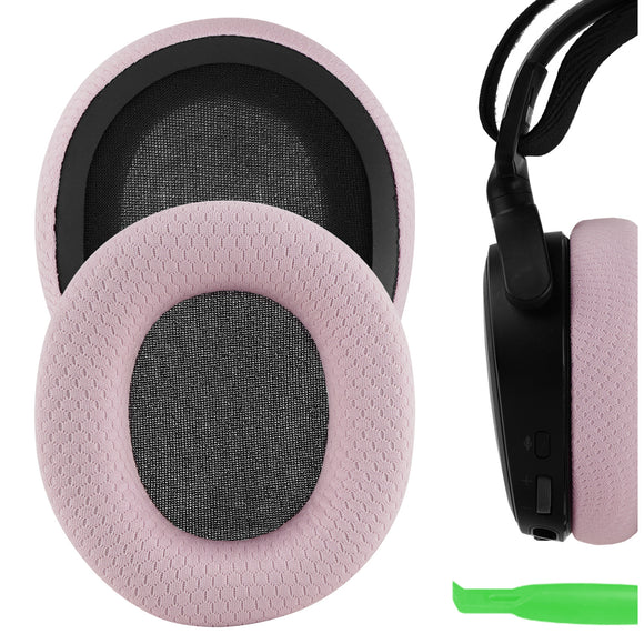 Geekria NOVA Mesh Fabric Replacement Ear Pads for SteelSeries Arctis Prime, Arctis PRO, Arctis 9X, Arctis 7, Arctis 5, Arctis 3 Headset Earpads,Ear Cups Cover Repair Parts (Pink)