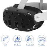 Geekria VR Headset Silicone Protective Shell Compatible with Meta Quest 3, Light & Durable Front Face Cover Accessories, 3D Three-Dimensional Design Anti Slip Scratchproof Sleeve (Black)