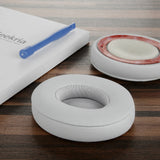 Geekria QuickFit Replacement Ear Pads for Beats Solo3 (A1796), Solo 3.0 Wireless On-Ear Headphones Ear Cushions, Headset Earpads, Ear Cups Cover Repair Parts (Matte Silver)