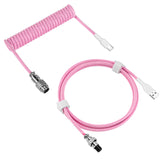 Geekria Coiled USB-C Gaming Keyboard Cable with Aviator Connector Cord, 5-Pin Braided Double-Sleeved Mechanical Keyboard Cable Compatible with Keychron K8 K7 K6Pro, Logitech G715 G713 (Pink 5FT)