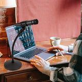 Geekria for Creators Gooseneck Tabletop Microphone Stand with Flexible Arm, Adjustable Desk Mic Holder with Weighted Base, Compatible with Shure SM57/SM58/SM48, AKG D5/D5S/D7