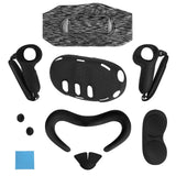 Geekria VR Accessories Set Compatible with Meta Quest 3, Touch Controller Grip Cover, Front Face Cover, Silicone Face Cover with Lens Protective Cover, All-Round Protection Suit (7PCS, Black)
