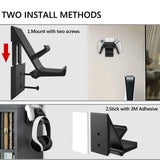Geekria Aluminum Game Headphone Stand, Controller Hanger & Headphone Hanger Holder, Wall-Mounted Bracket, Compatible with Xbox One, PS5, PS4, Dualshock, HyperX (2 Pcs / Black)