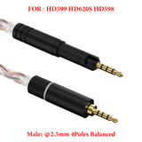 Geekria Apollo Copper Silver Braid Upgrade Audio Cable Compatible with Sennheiser HD 620S/599/598/550/505, 2.5mm Replacement Headphones Cord for Hi-Resolution Audiophile (4ft/1.2m)