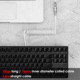 Geekria Coiled USB-C Gaming Keyboard Cable with Aviator Connector Cord, 5-Pin Braided Double-Sleeved Mechanical Keyboard Cable Compatible with Logitech G715 G713, Keychron K8 K7 K6Pro (White 5FT)