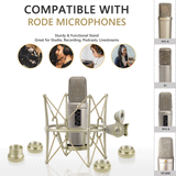 Geekria for Creators Microphone Shock Mount Compatible with Rode NT1-A, NT2-A, NT1000, NT2000, NTK, Procaster, K2, Mic Anti-Vibration Suspension Adapter Clamp Mic Holder Clip (Champagne / Metal)