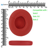 Geekria QuickFit Replacement Ear Pads for Beats Solo 3 (A1796), Solo 3.0 Wireless On-Ear Headphones Ear Cushions, Headset Earpads, Ear Cups Cover Repair Parts (Red)