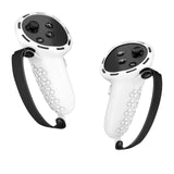 Geekria Silicone Controller Cover Compatible with Meta Quest 3, Anti-Throw Handle Sleeve Gaming Accessories, VR Hand Grips Unibody Design with Adjustable Knuckle Strap (Black/1 Pair)