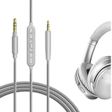 Geekria Audio Cable with Mic Compatible with Bose QuietComfort Ultra, QCSE, QC45, QC35 II Headphones, 3.5mm to 2.5mm Replacement Stereo Cord with Inline Microphone, Volume Control (4ft/1.2m)