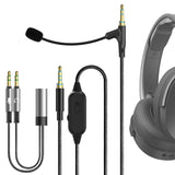 Geekria Boom Mic Headphones Cable Compatible with Skullcandy, Soundcore, Beats 3.5mm Jack Nylon Braided Replacement Cord with Boom Microphone and Volume/Mute Control for Gaming & Meeting (5.6 ft)