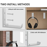 Geekria Foldable Wall Mount Headphones Holder, Headset Wall Hanger, Aluminum Wall Mount Hook, Hold Up to 1kg with 3M Tape, 20kg with Screws, Stand Come with Protective Pad (Silver / 5 Pcs)