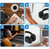 Geekria 100 Pairs Individually Wrapped Disposable Headphone Covers, Compatible with Over-Ear and MRI Headsets, Stretchable Sanitary Ear Pads (M, Black)