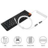 Geekria Coiled USB-C Gaming Keyboard Cable with Aviator Connector Cord, 5-Pin Braided Double-Sleeved Mechanical Keyboard Cable Compatible with Logitech G715 G713, Keychron K8 K7 K6Pro (White 5FT)