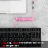 Geekria Coiled USB-C Gaming Keyboard Cable with Aviator Connector Cord, 5-Pin Braided Double-Sleeved Mechanical Keyboard Cable Compatible with Keychron K8 K7 K6Pro, Logitech G715 G713 (Pink 5FT)