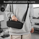 Geekria Shield Speaker Case Compatible with JBL Flip 7/6/5 Replacement Hard Shell Portable Protective Carrying Bag With Cable Storage, Keychain Hook, Travel Shoulder Strap (Dark Grey)