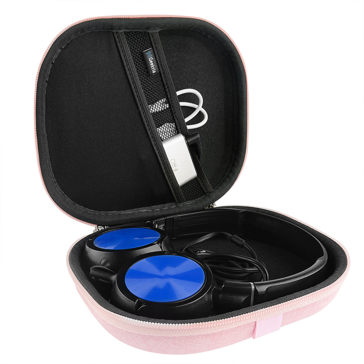 Geekria Shield Headphones Case Compatible With Sony WH-CH510, WH-CH520, MDR- ZX300, MDR-ZX310, MDR-XB200, Replacement Hard Shell Travel Carrying Bag With Cable Storage (Blue