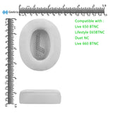 Geekria Comfort Hybrid Velour Replacement Ear Pads for JBL Live 650 BTNC, Lifestyle E65BTNC, Duet NC, Live 660 BTNC Headphones Ear Cushions, Repair Parts (Grey)