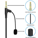 Geekria Boom Mic Headphones Cable Compatible with Sony WH-1000XM6 WH-1000XM5 WH-1000XM4 ULT Wear, 3.5mm Jack Nylon Braided Replacement Cord with Boom Microphone for Gaming & Meeting (5.6ft)