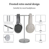 Geekria Aluminum Alloy Dual Headphones Stand for Over-Ear Headphones, Gaming Headset Holder, Desk Display Hanger with Solid Heavy Base Compatible with Bose, SONY, Beats, ATH, B&O (Gray)