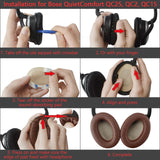 Geekria QuickFit Replacement Ear Pads for Bose QuietComfort QC2, QC15, AE2, AE2i, AE2w Headphones Ear Cushions, Headset Earpads, Ear Cups Cover Repair Parts (Brown)