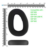 Geekria Comfort Hybrid Velour Replacement Ear Pads for Sennheiser GSP 600, GSP 601 GSP 602, GSP 670, GSP 500 Headphones Ear Cushions, Repair Parts with Video Guide (Black)