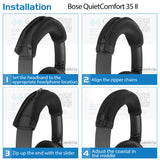 Geekria Flex Fabric Headband Cover Compatible with Bose QC45 QuietComfort 35 II, QC35, QC25 Headphones, Replacement Repair Part, Sweat Cover (Black)