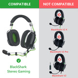 Geekria QuickFit Replacement Ear Pads for Razer BlackShark Stereo Gaming Headphones Ear Cushions, Headset Earpads, Ear Cups Cover Repair Parts (Black / Green)