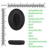 Geekria Comfort Laminated Fabric Replacement Ear Pads for Bose New QuietComfort, QC 45/35II/ 35IIGaming/35/ 25/15/SE, AE 2/2i/2w, SoundTrue, SoundLinkAE2 Headphones, with Video Guide (Black)