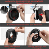 Geekria QuickFit Replacement Ear Pads for SONY MDR-HW700, MDR-HW700DS Wireless Headphones Ear Cushions, Headset Earpads, Ear Cups Cover Repair Parts (Black)