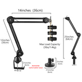 Geekria for Creators Microphone Arm Compatible with Shure MV88+, SM7B, MV7, SM58, SM57, Mic Boom Arm Mount Adapter with Tabletop Flange Mount, Suspension Stand, Mic Scissor Arm, Desk Mount Holder