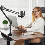 Geekria for Creators Microphone Boom Arm Extension Tube, Mic Stand Extension Riser, Microphone Stand Extension Adapter, 16CM Aluminum Alloy Heightening Straight Rod for Mic Boom Arm (Black)
