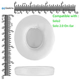 Geekria QuickFit Replacement Ear Pads for Beats Solo 2 Wireless (B0534) (Not Compatible with Beats Solo2 Wired) On-Ear Headphones Ear Cushions, Repair Parts (White)