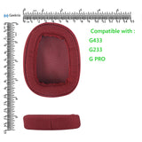 Geekria Comfort Mesh Fabric Replacement Ear Pads for Logitech G433 G233 G PRO Headphones Ear Cushions, Headset Earpads, Ear Cups Cover Repair Parts (Red)