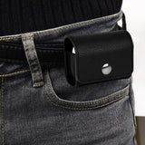 Geekria Belt Clip Earbuds Case Compatible with Apple AirPods Pro 3/2, AirPods 4, Leather Protective Pouch with Belt Loop, Holster Holder for Bag Strap and Travel (Black)