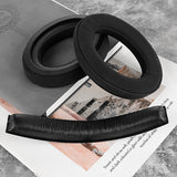 Geekria Lamy Velour EarPads + Leatherette Headband Pad Compatible with Sennheiser HD380 PRO, HD380, PC350, Game Zero Headphones, Ear Pad / Ear Cushion + Headband Cushion/ Repair Parts Suit (Black)