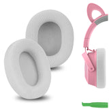 Geekria Comfort Mesh Fabric Replacement Ear Pads for Razer Kraken V4/ V4 X/ V4Pro/ Kitty V2 Pro, Barracuda/ Barracuda X Headphones Ear Cushions, Repair Parts with Video Guide (Grey White)